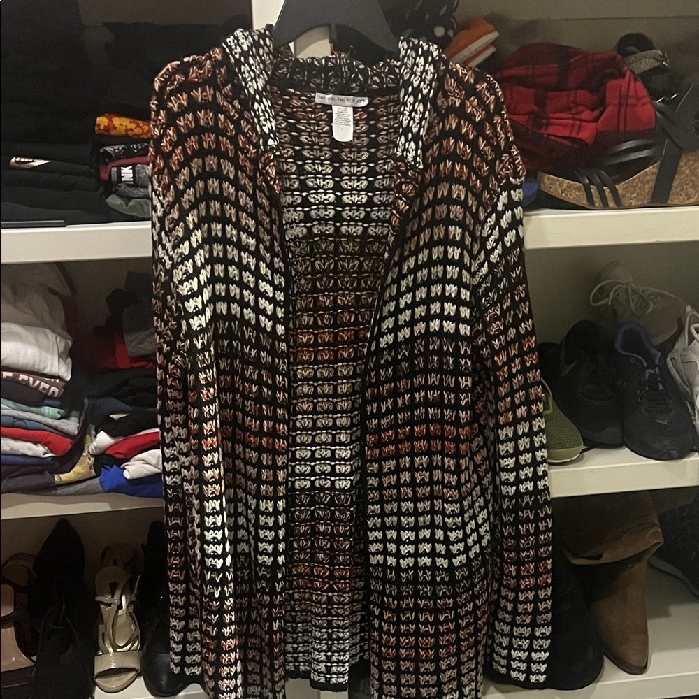 Cozy Women's Hooded Cardigan - Black, White, Brown